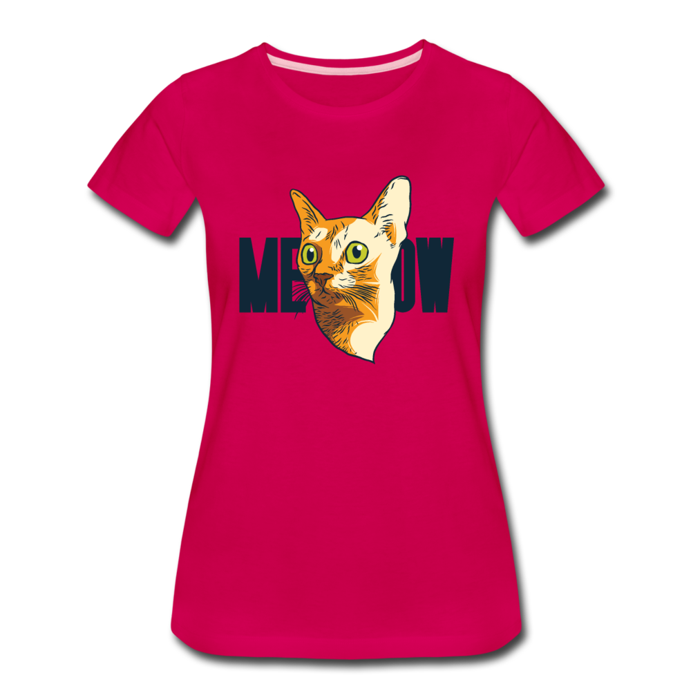 Cat Face - Meow - Women’s Premium T-Shirt - dark pink