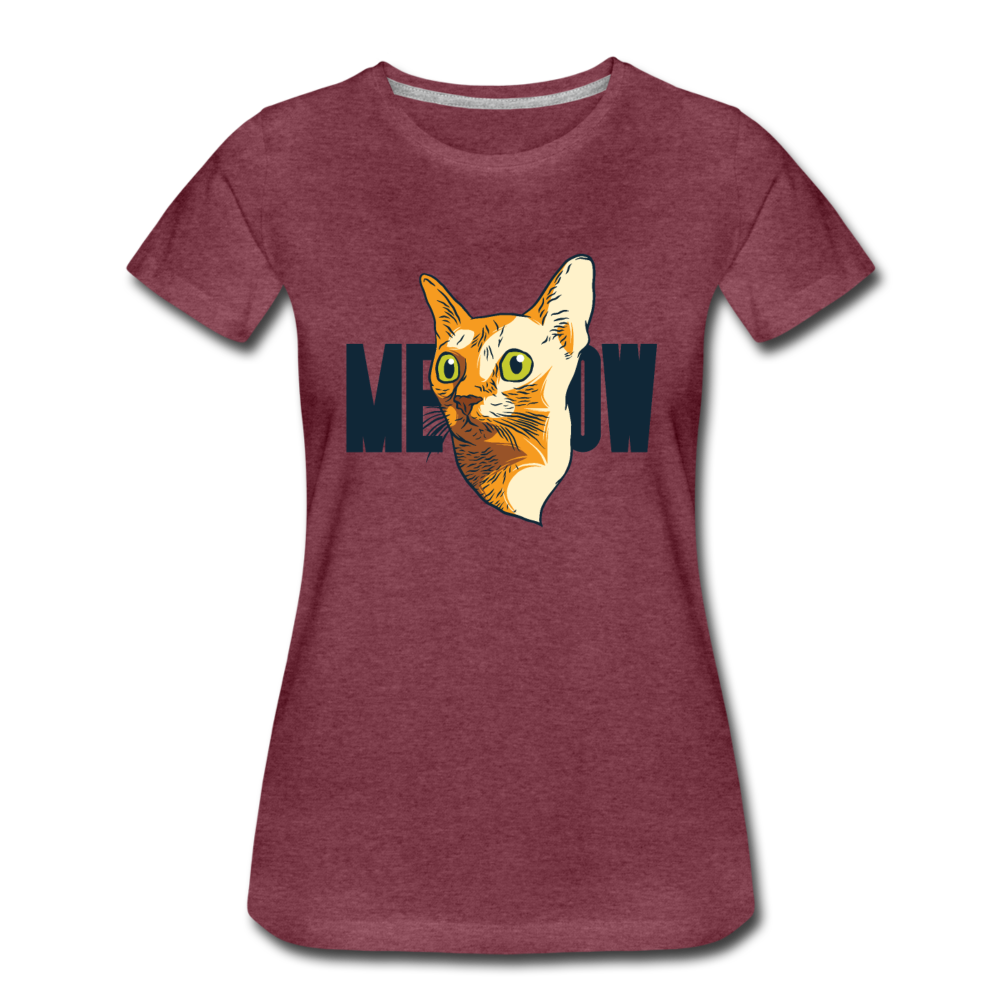 Cat Face - Meow - Women’s Premium T-Shirt - heather burgundy