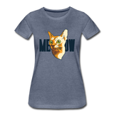 Cat Face - Meow - Women’s Premium T-Shirt - heather blue
