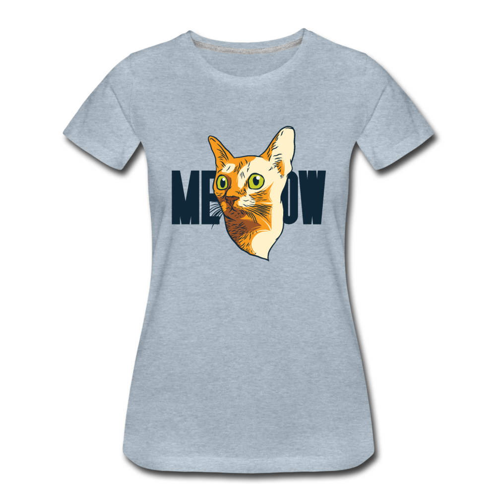 Cat Face - Meow - Women’s Premium T-Shirt - heather ice blue