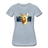 Cat Face - Meow - Women’s Premium T-Shirt - heather ice blue