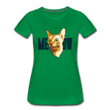 Cat Face - Meow - Women’s Premium T-Shirt - kelly green