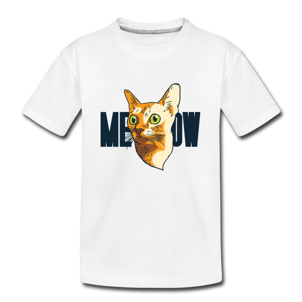 Cat Face - Meow - Kids' Premium T-Shirt - white