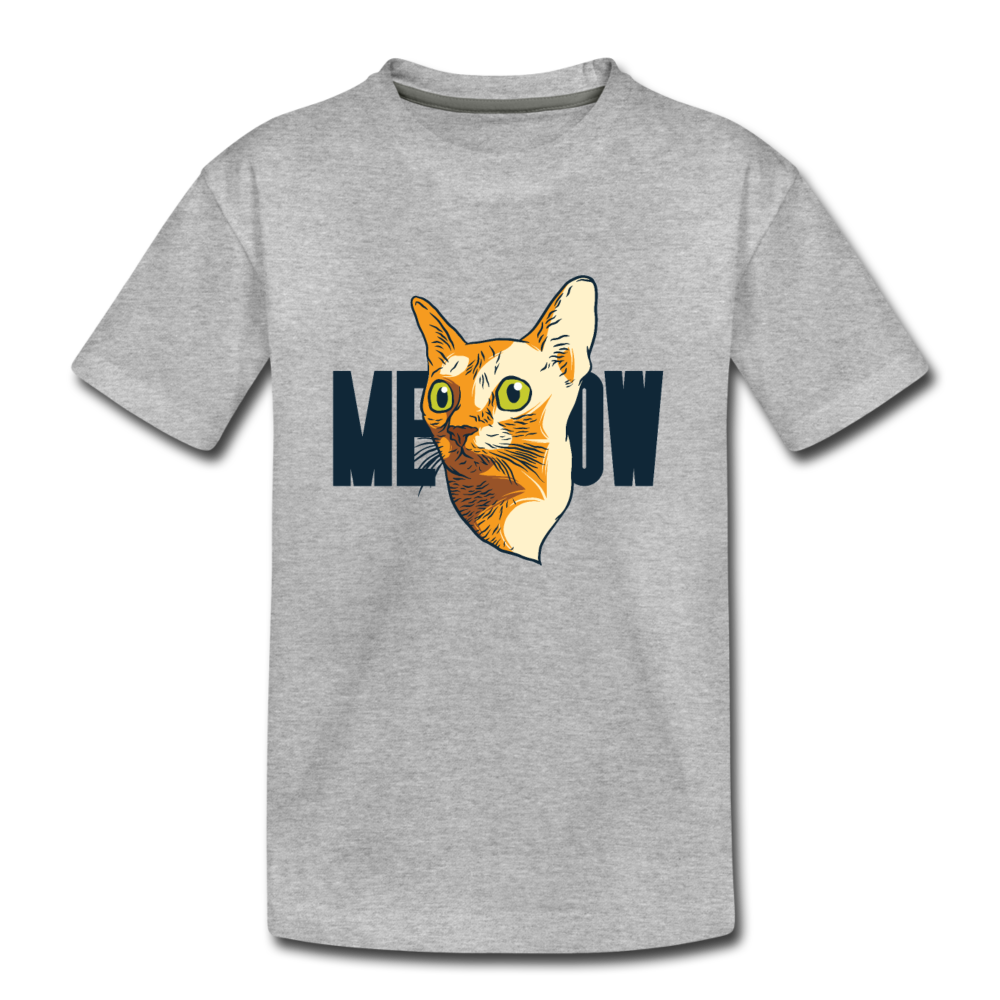 Cat Face - Meow - Kids' Premium T-Shirt - heather gray