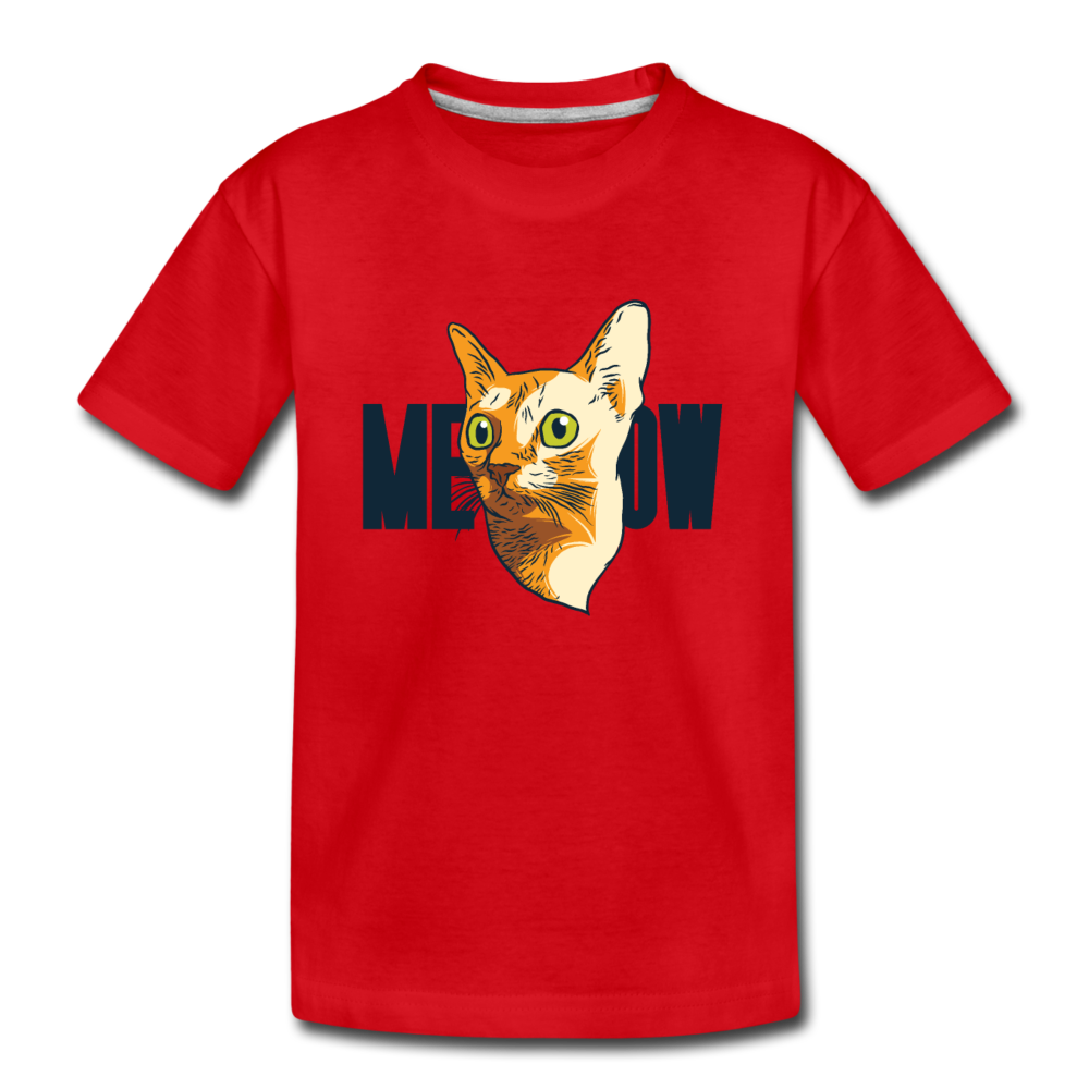 Cat Face - Meow - Kids' Premium T-Shirt - red