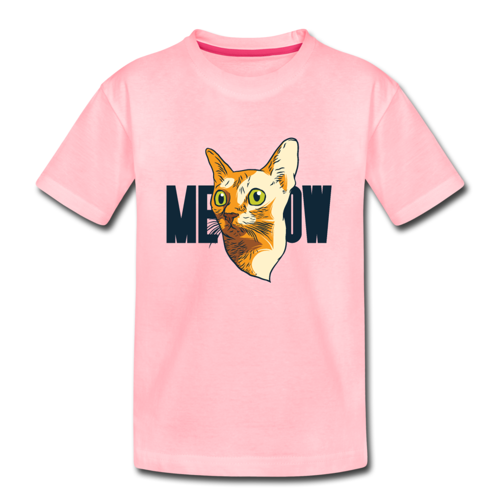 Cat Face - Meow - Kids' Premium T-Shirt - pink