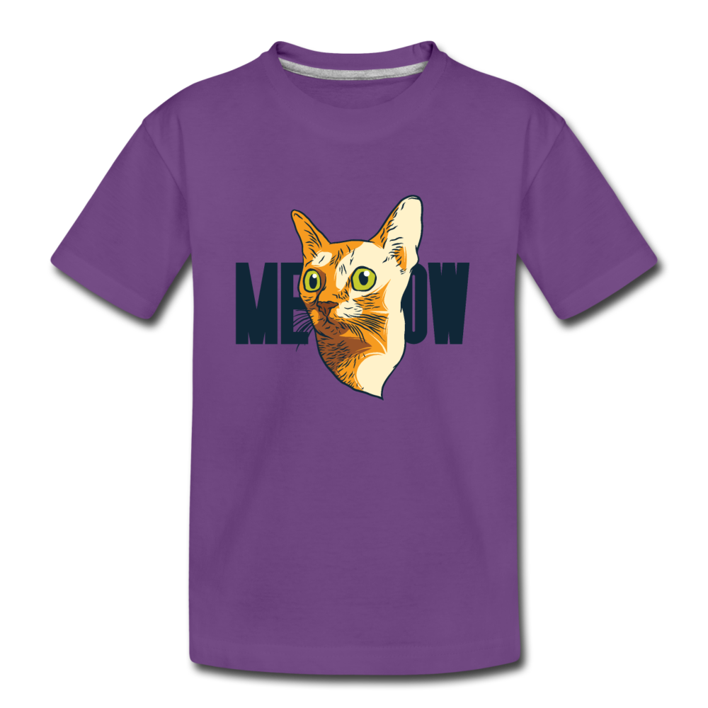 Cat Face - Meow - Kids' Premium T-Shirt - purple