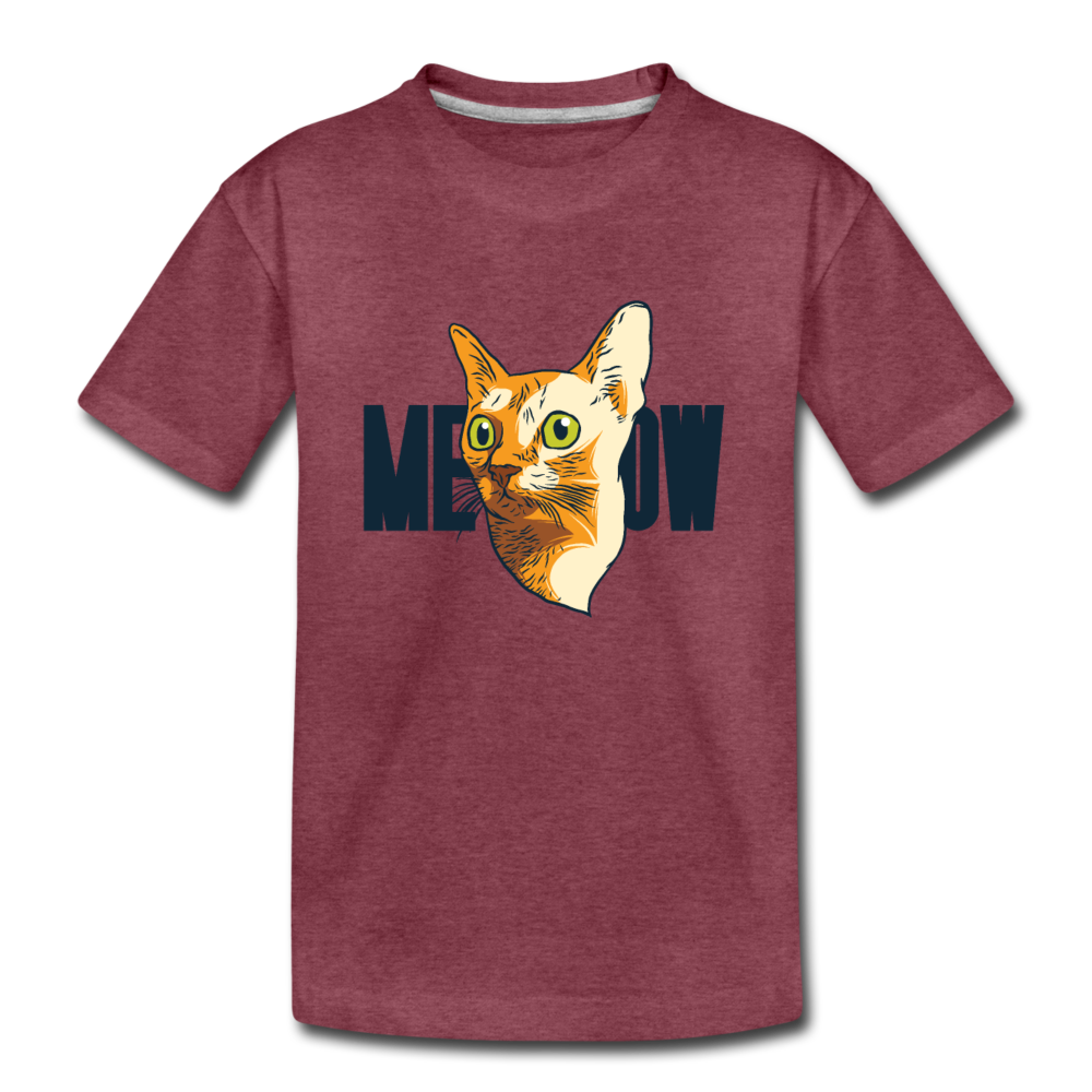 Cat Face - Meow - Kids' Premium T-Shirt - heather burgundy