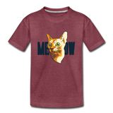 Cat Face - Meow - Kids' Premium T-Shirt - heather burgundy