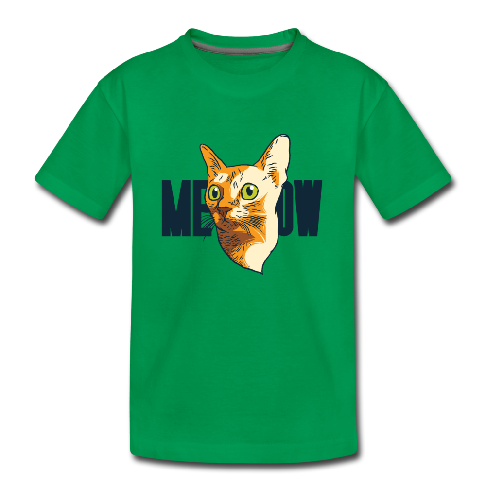 Cat Face - Meow - Kids' Premium T-Shirt - kelly green