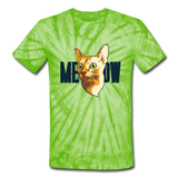 Cat Face - Meow - Unisex Tie Dye T-Shirt - spider lime green