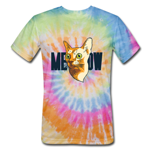 Cat Face - Meow - Unisex Tie Dye T-Shirt - rainbow