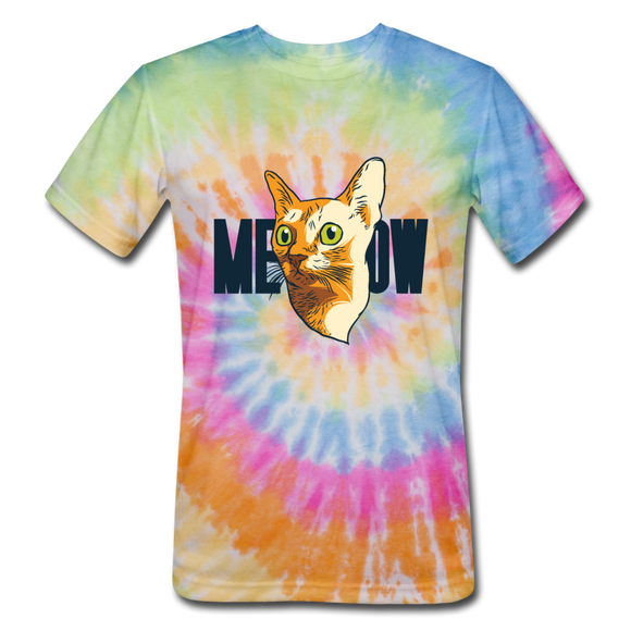 Cat Face - Meow - Unisex Tie Dye T-Shirt - rainbow