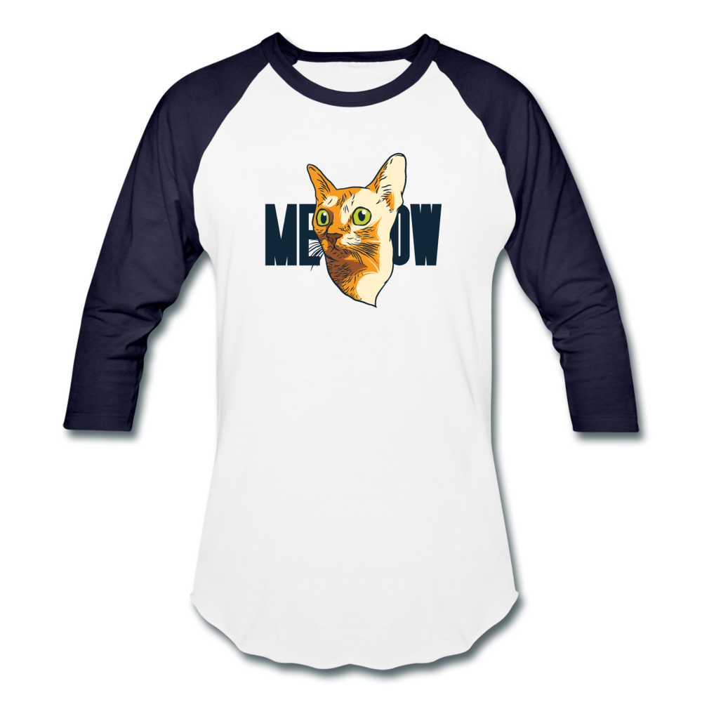 Cat Face - Meow - Baseball T-Shirt - white/navy