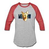 Cat Face - Meow - Baseball T-Shirt - heather gray/red