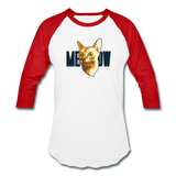 Cat Face - Meow - Baseball T-Shirt - white/red