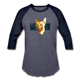 Cat Face - Meow - Baseball T-Shirt - heather blue/navy