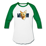 Cat Face - Meow - Baseball T-Shirt - white/kelly green