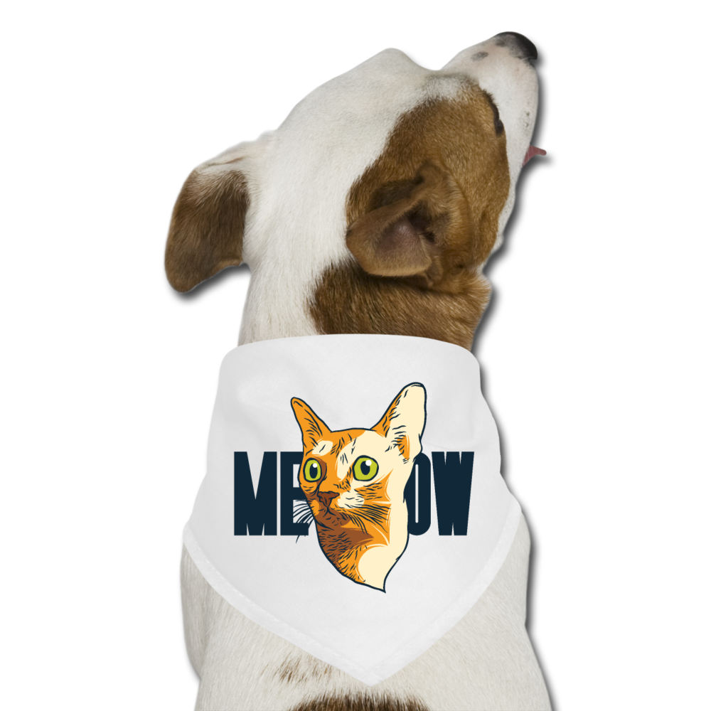 Cat Face - Meow - Dog Bandana - white