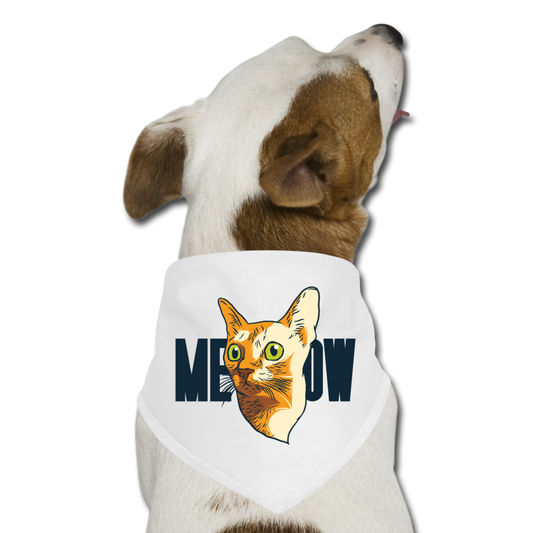 Cat Face - Meow - Dog Bandana - white