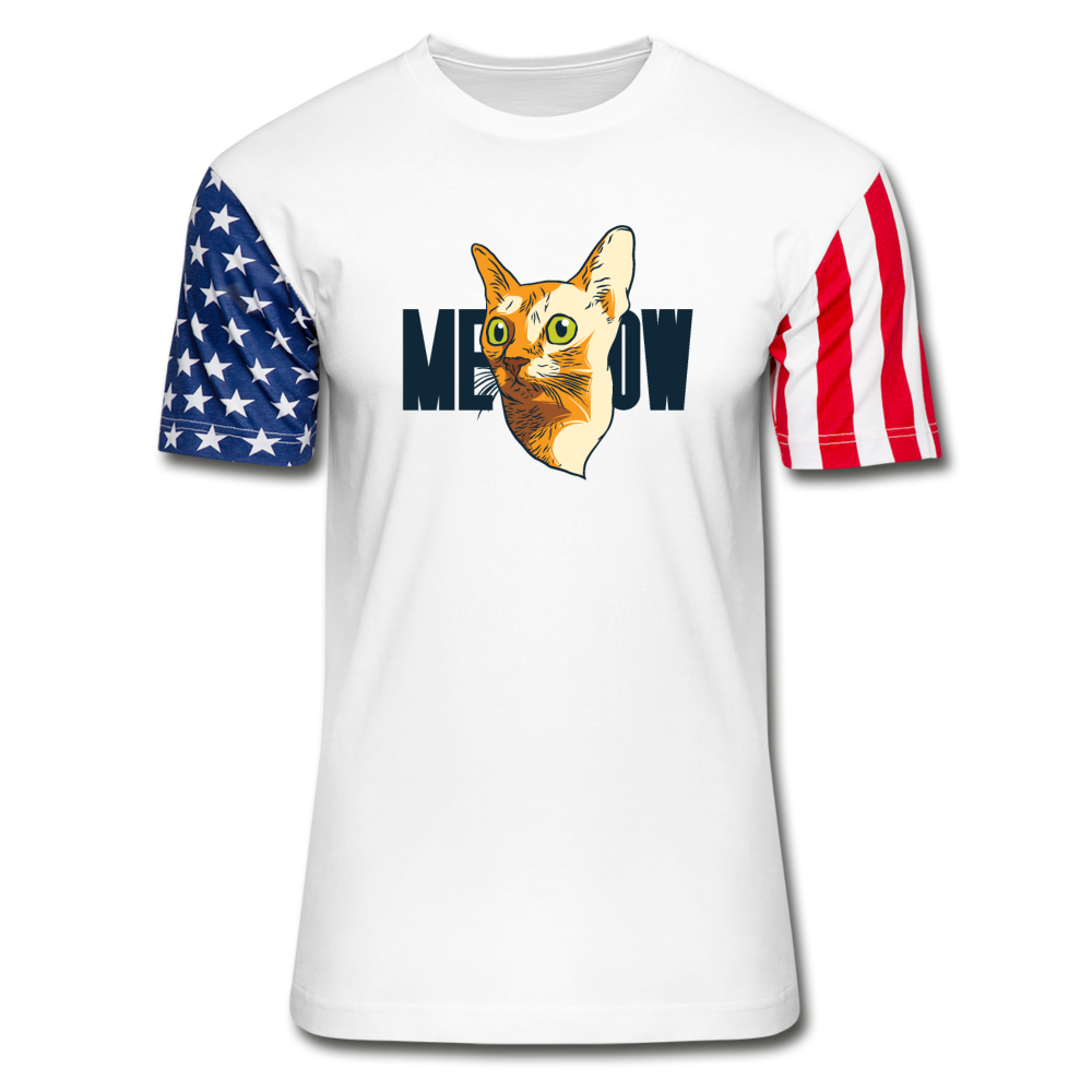 Cat Face - Meow - Stars & Stripes T-Shirt - white