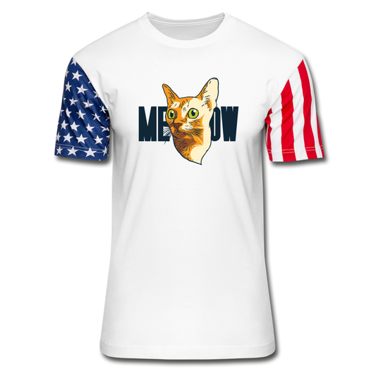 Cat Face - Meow - Stars & Stripes T-Shirt - white