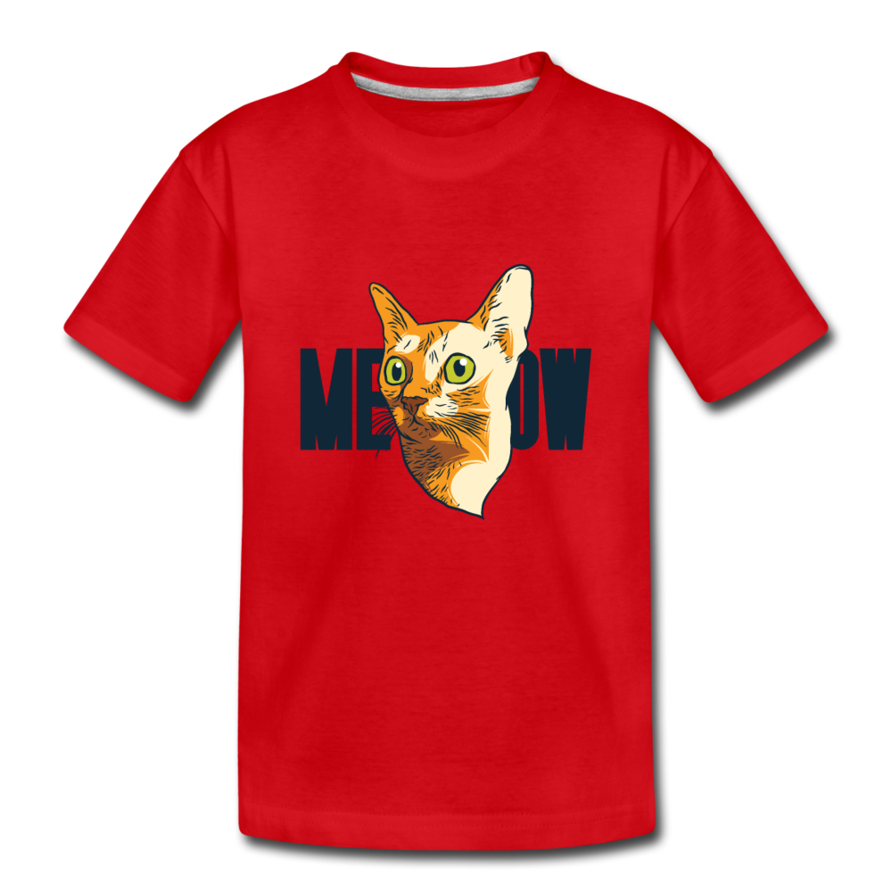 Cat Face - Meow - Toddler Premium T-Shirt - red