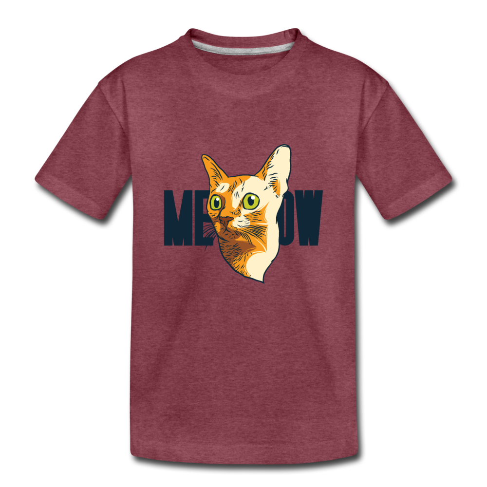 Cat Face - Meow - Toddler Premium T-Shirt - heather burgundy