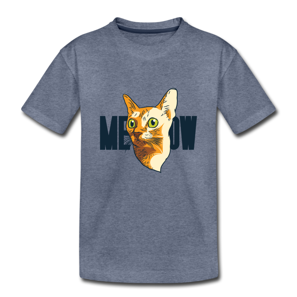 Cat Face - Meow - Toddler Premium T-Shirt - heather blue