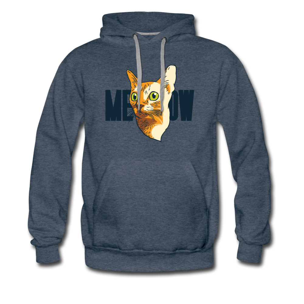 Cat Face - Meow - Men’s Premium Hoodie - heather denim