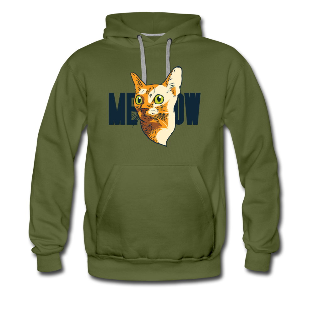 Cat Face - Meow - Men’s Premium Hoodie - olive green