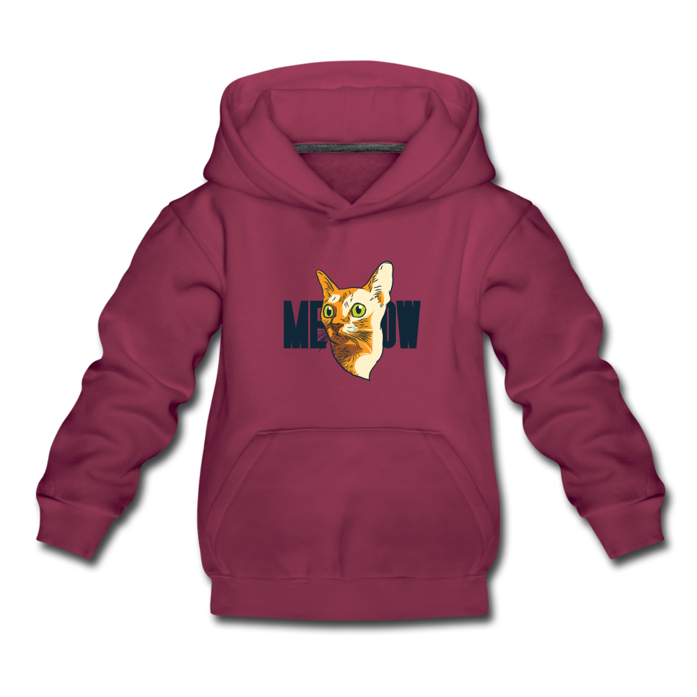 Cat Face - Meow - Kids‘ Premium Hoodie - burgundy