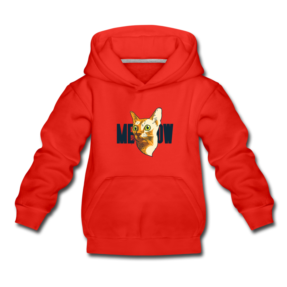 Cat Face - Meow - Kids‘ Premium Hoodie - red