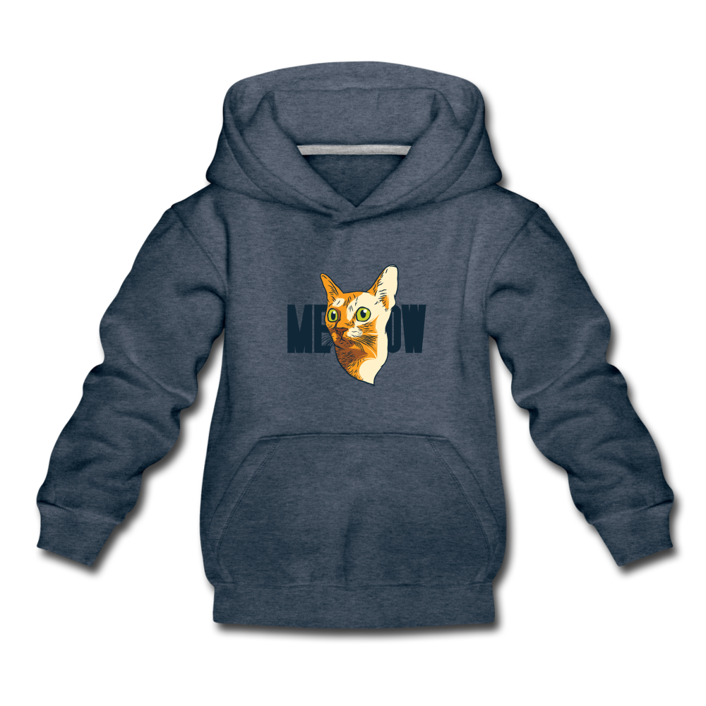 Cat Face - Meow - Kids‘ Premium Hoodie - heather denim