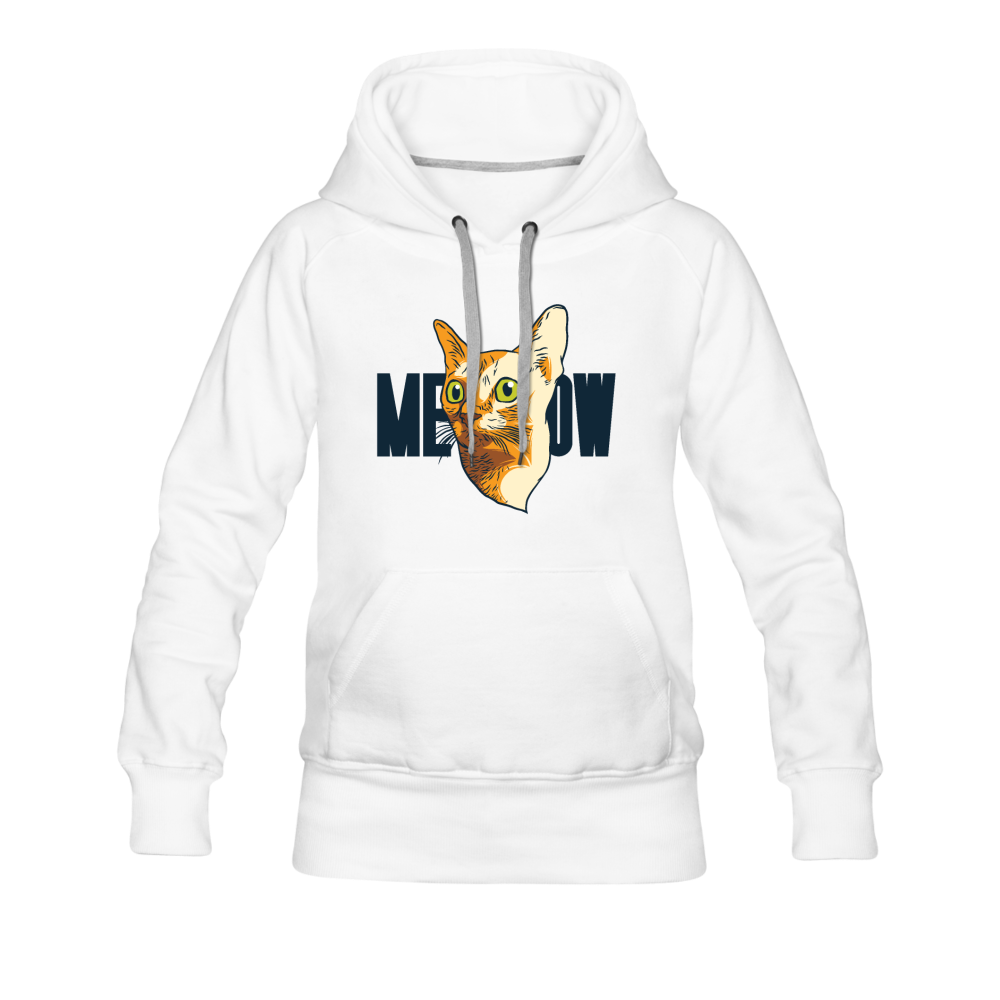 Cat Face - Meow - Women’s Premium Hoodie - white