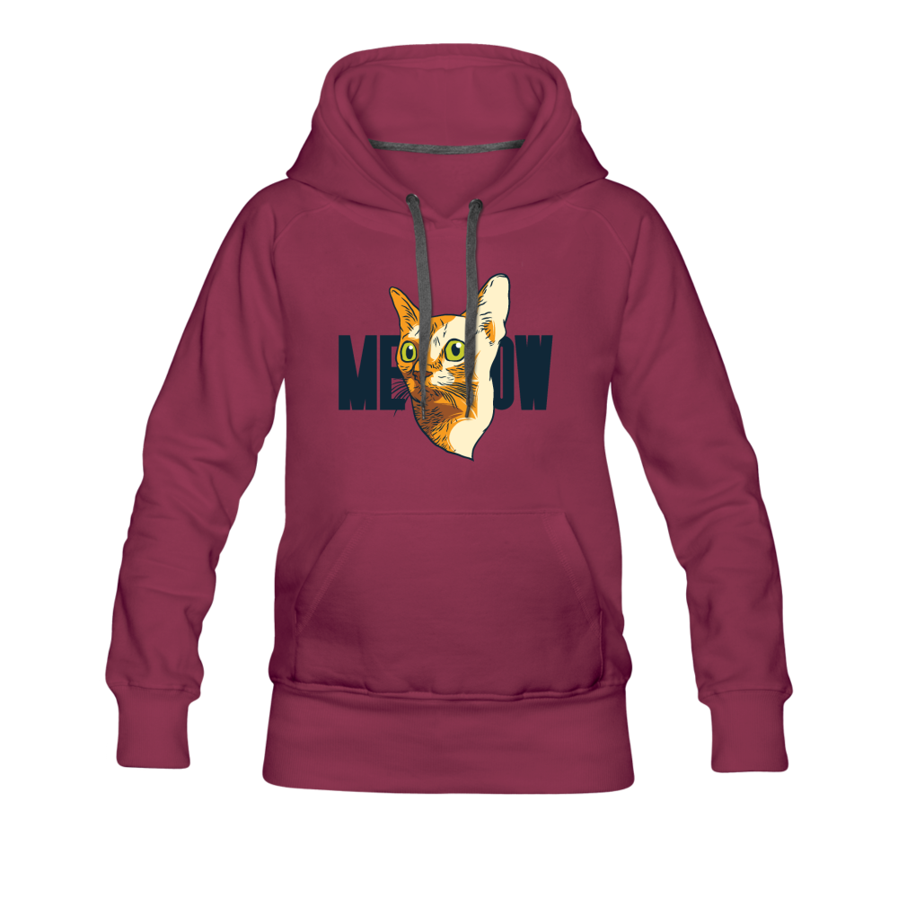 Cat Face - Meow - Women’s Premium Hoodie - burgundy