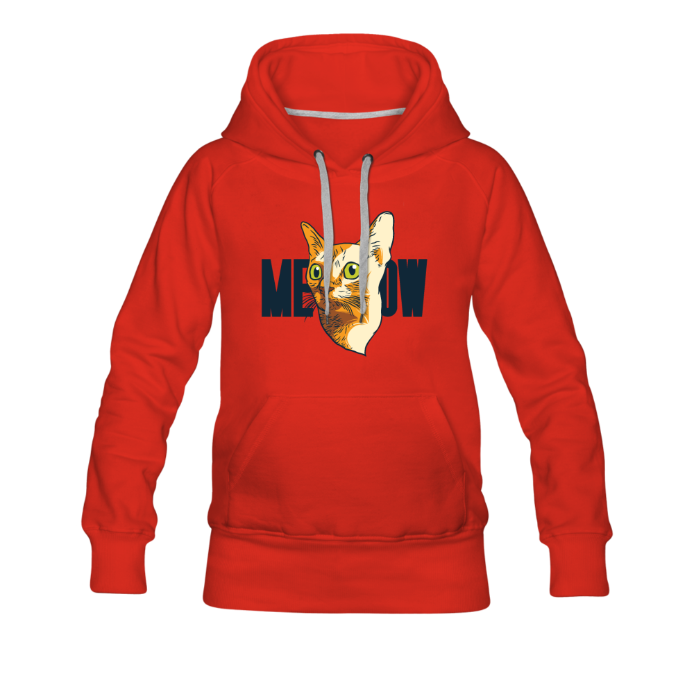 Cat Face - Meow - Women’s Premium Hoodie - red