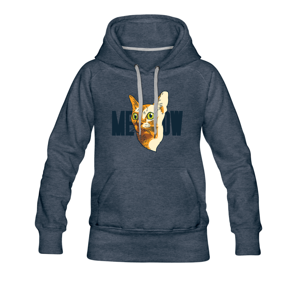 Cat Face - Meow - Women’s Premium Hoodie - heather denim