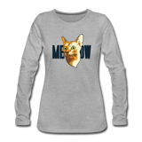 Cat Face - Meow - Women's Premium Long Sleeve T-Shirt - heather gray