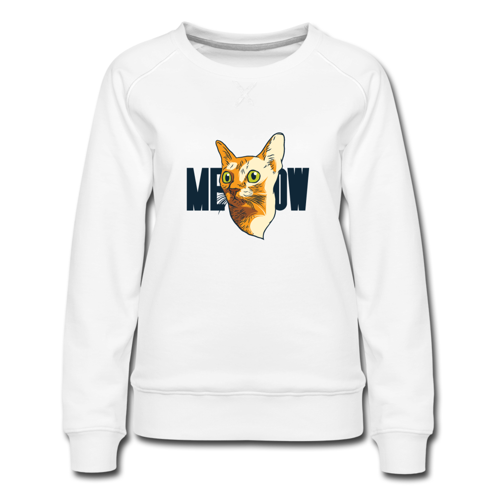 Cat Face - Meow - Women’s Premium Sweatshirt - white