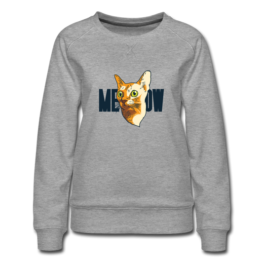 Cat Face - Meow - Women’s Premium Sweatshirt - heather gray