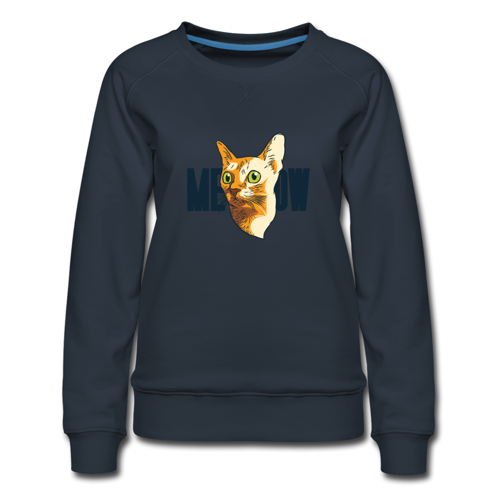 Cat Face - Meow - Women’s Premium Sweatshirt - navy