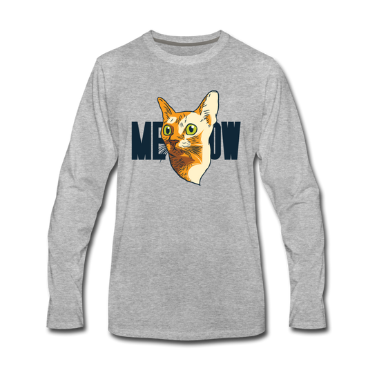 Cat Face - Meow - Men's Premium Long Sleeve T-Shirt - heather gray