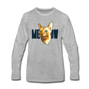 Cat Face - Meow - Men's Premium Long Sleeve T-Shirt - heather gray