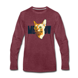 Cat Face - Meow - Men's Premium Long Sleeve T-Shirt - heather burgundy