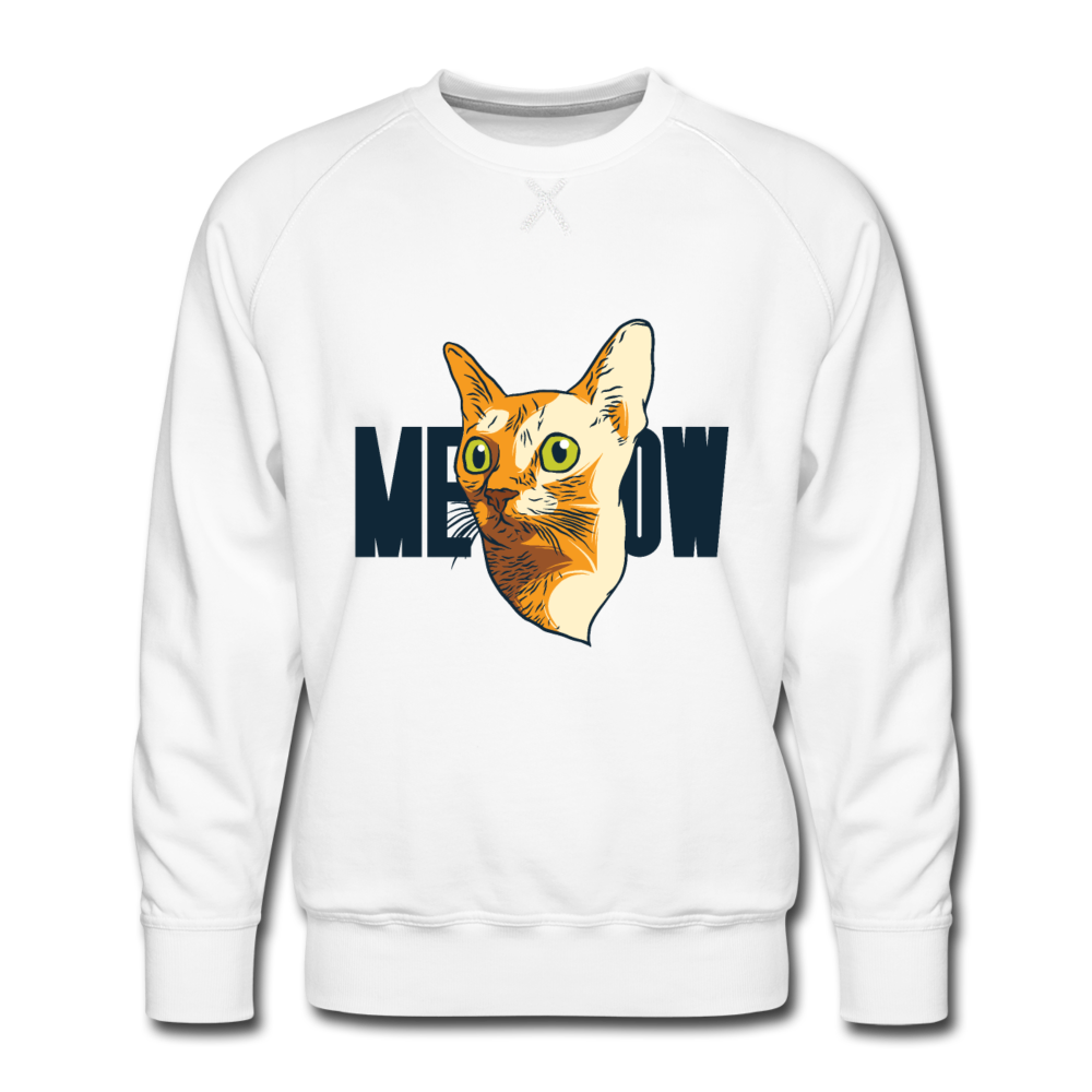 Cat Face - Meow - Men’s Premium Sweatshirt - white