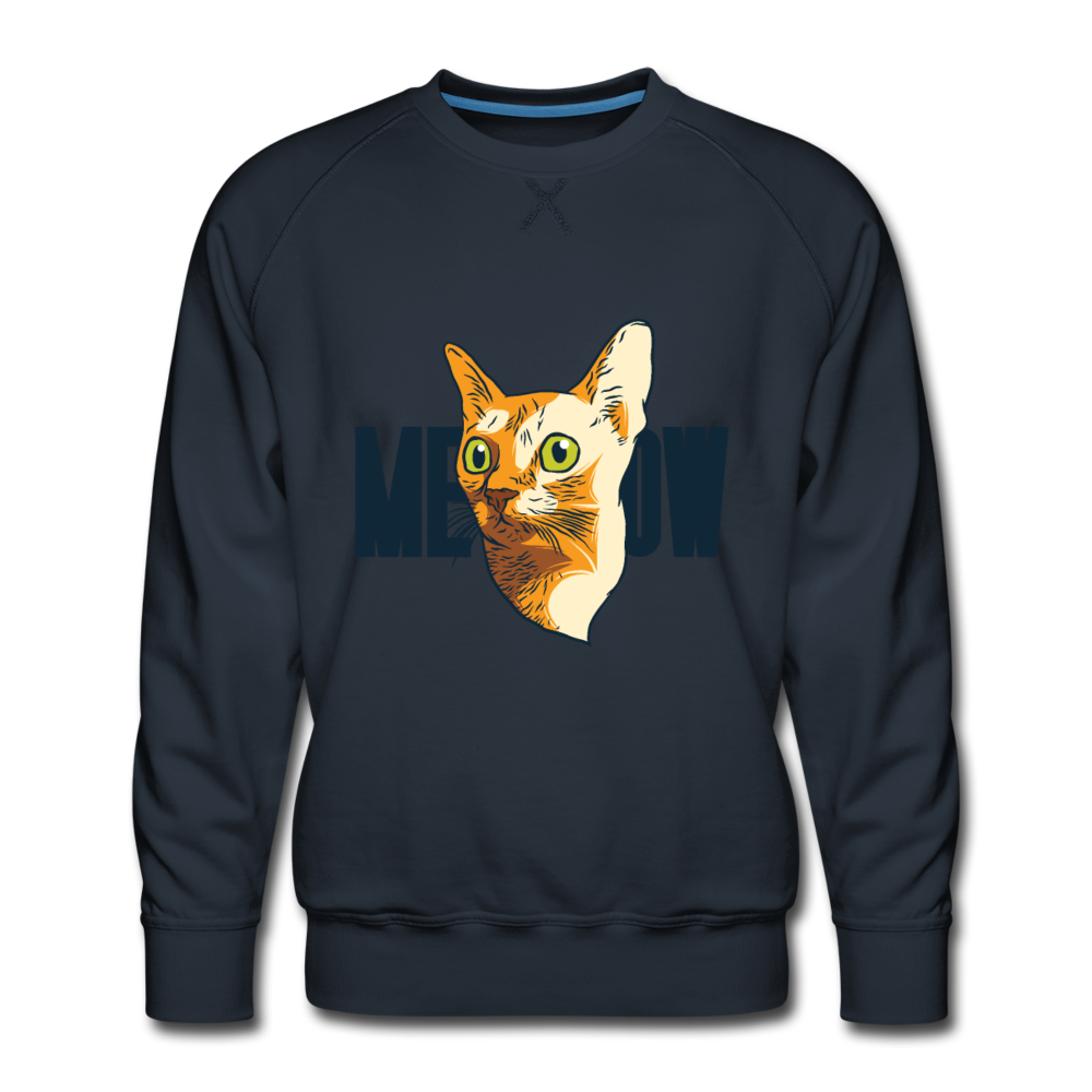 Cat Face - Meow - Men’s Premium Sweatshirt - navy