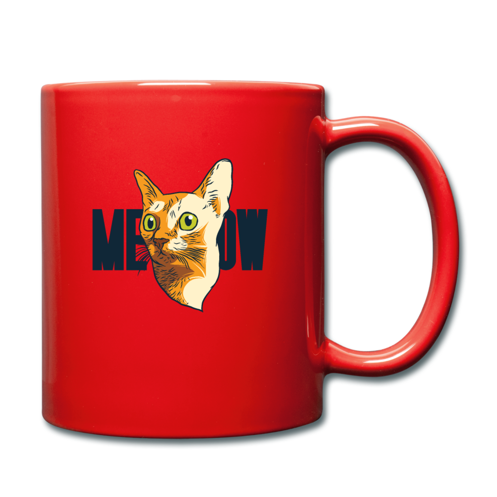 Cat Face - Meow - Full Color Mug - red