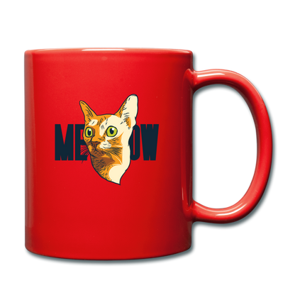 Cat Face - Meow - Full Color Mug - red