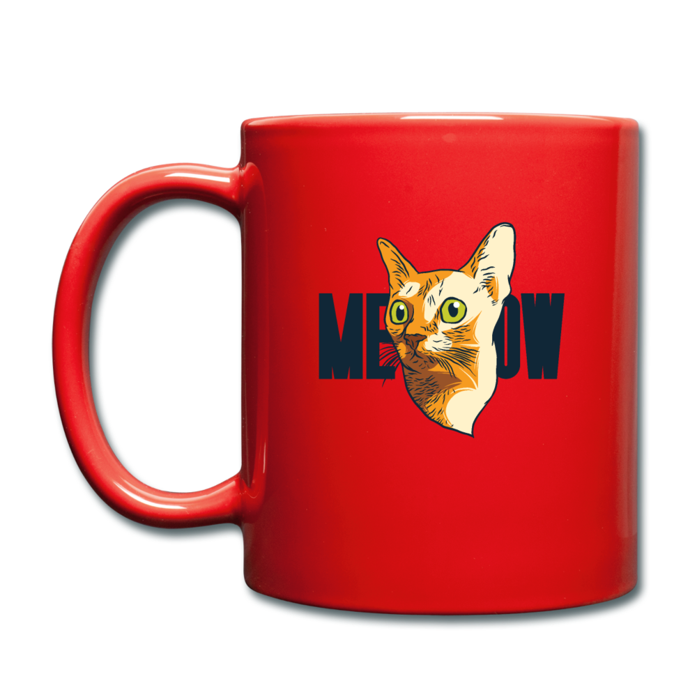 Cat Face - Meow - Full Color Mug - red